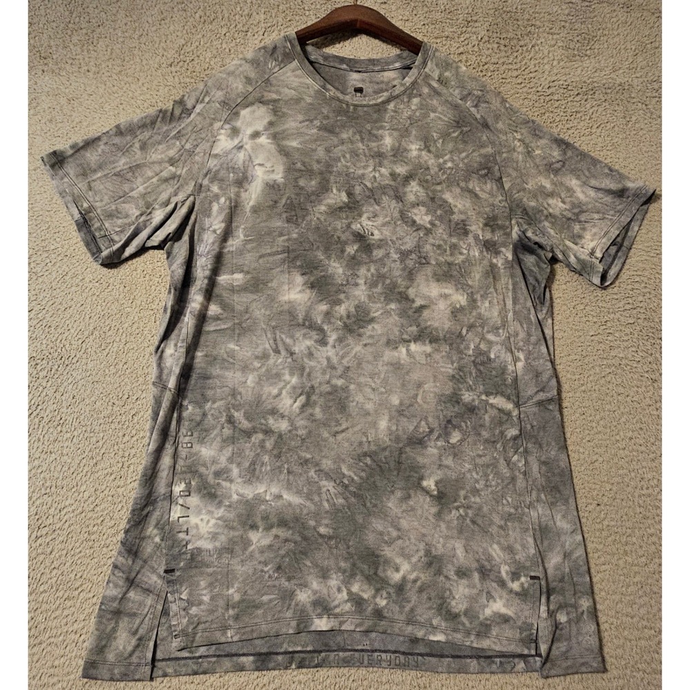 Lululemon License to Train Mens Short Sleeve Shirt Gray Tie Dye Men's Size XL